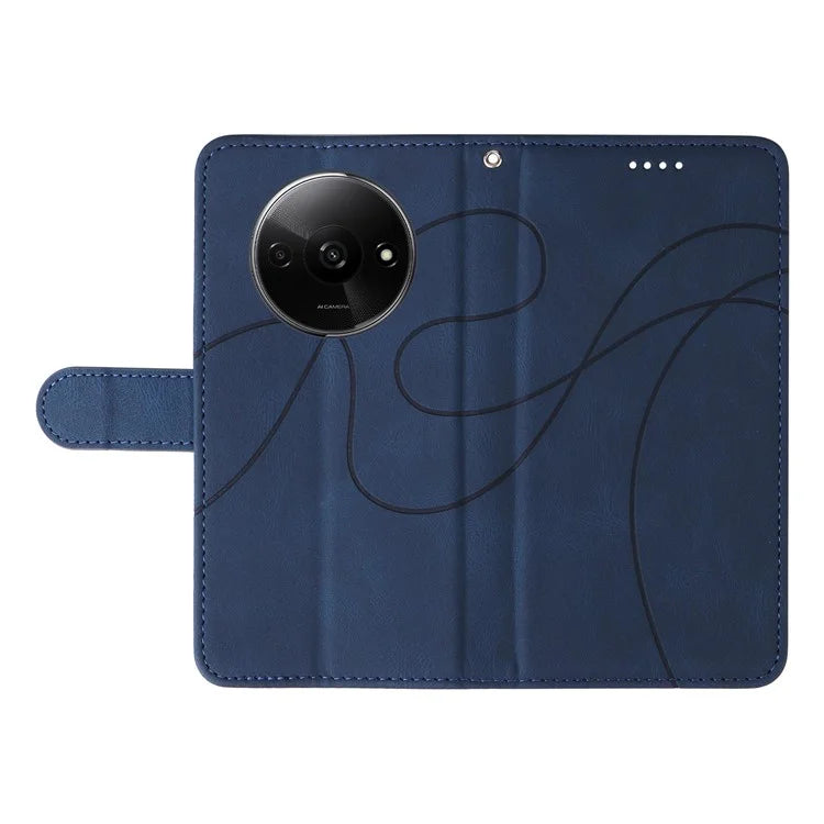 For Xiaomi Redmi A3 Phone Case Imprinted Curved Line Leather Flip Cover