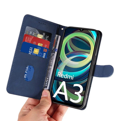 For Xiaomi Redmi A3 Phone Case Imprinted Curved Line Leather Flip Cover