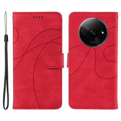 For Xiaomi Redmi A3 Phone Case Imprinted Curved Line Leather Flip Cover