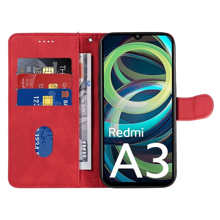 For Xiaomi Redmi A3 Phone Case Imprinted Curved Line Leather Flip Cover