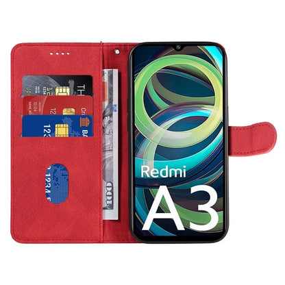 For Xiaomi Redmi A3 Phone Case Imprinted Curved Line Leather Flip Cover