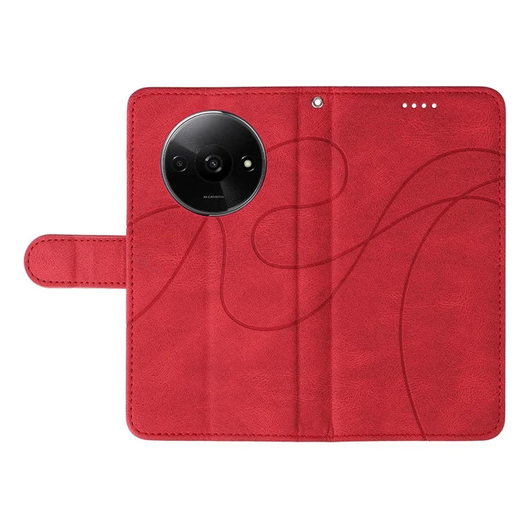 For Xiaomi Redmi A3 Phone Case Imprinted Curved Line Leather Flip Cover