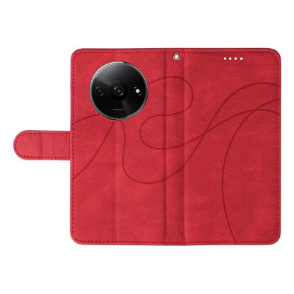 For Xiaomi Redmi A3 Phone Case Imprinted Curved Line Leather Flip Cover