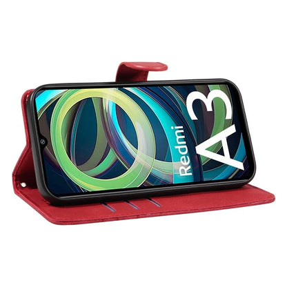 For Xiaomi Redmi A3 Phone Case Imprinted Curved Line Leather Flip Cover