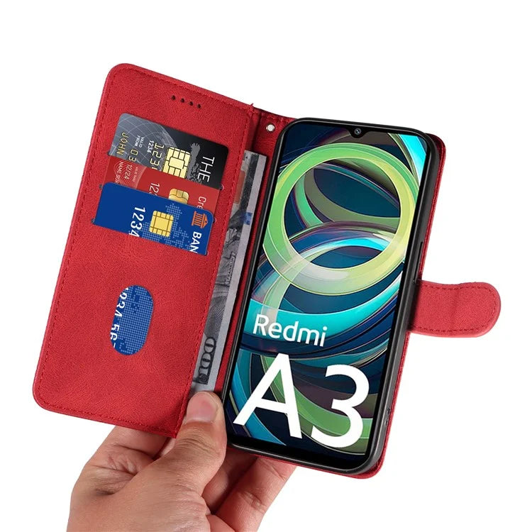 For Xiaomi Redmi A3 Phone Case Imprinted Curved Line Leather Flip Cover