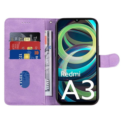 For Xiaomi Redmi A3 Phone Case Imprinted Curved Line Leather Flip Cover