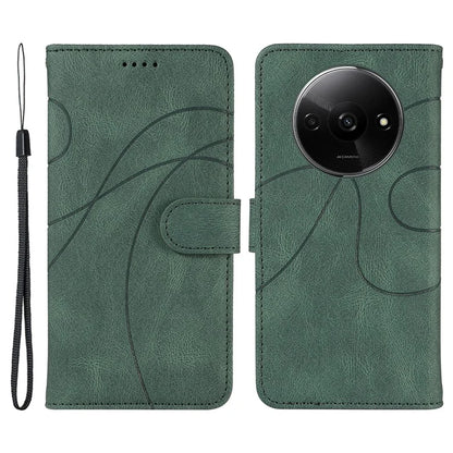 For Xiaomi Redmi A3 Phone Case Imprinted Curved Line Leather Flip Cover