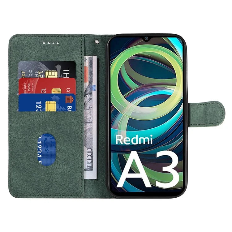 For Xiaomi Redmi A3 Phone Case Imprinted Curved Line Leather Flip Cover