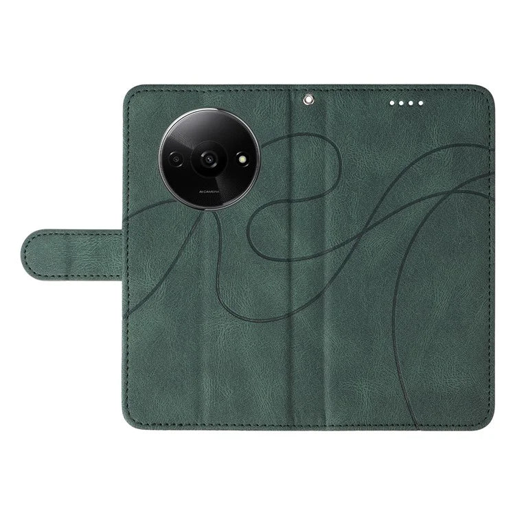 For Xiaomi Redmi A3 Phone Case Imprinted Curved Line Leather Flip Cover