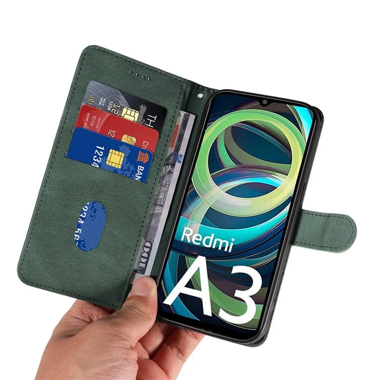 For Xiaomi Redmi A3 Phone Case Imprinted Curved Line Leather Flip Cover