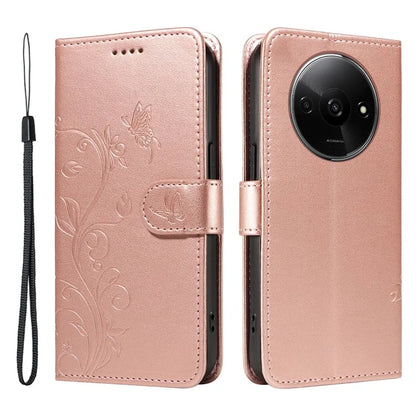 For Xiaomi Redmi A3 Leather Case Butterfly Flower Pattern Wallet Phone Cover