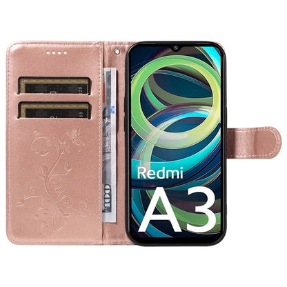 For Xiaomi Redmi A3 Leather Case Butterfly Flower Pattern Wallet Phone Cover