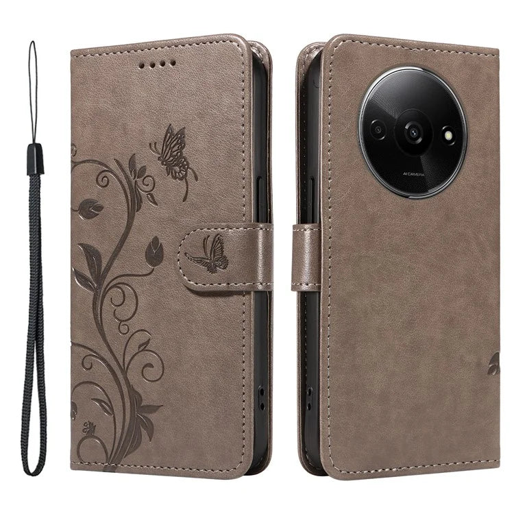 For Xiaomi Redmi A3 Leather Case Butterfly Flower Pattern Wallet Phone Cover
