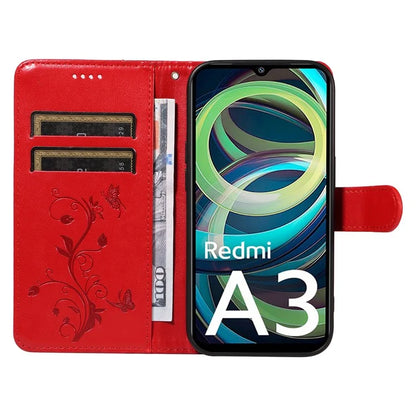 For Xiaomi Redmi A3 Leather Case Butterfly Flower Pattern Wallet Phone Cover