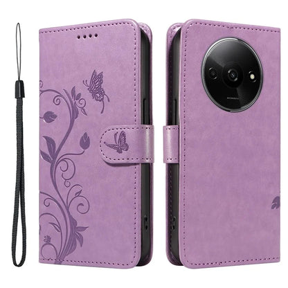 For Xiaomi Redmi A3 Leather Case Butterfly Flower Pattern Wallet Phone Cover
