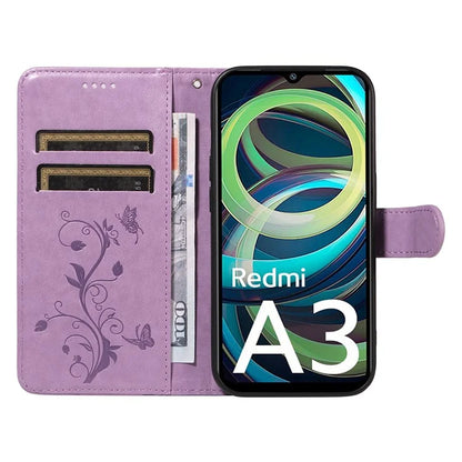 For Xiaomi Redmi A3 Leather Case Butterfly Flower Pattern Wallet Phone Cover