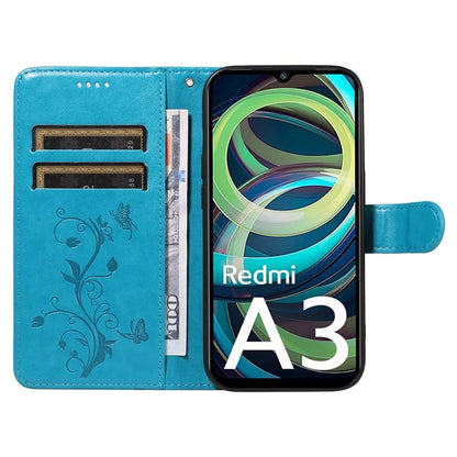 For Xiaomi Redmi A3 Leather Case Butterfly Flower Pattern Wallet Phone Cover