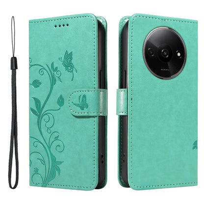 For Xiaomi Redmi A3 Leather Case Butterfly Flower Pattern Wallet Phone Cover