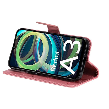 KT Imprinting Flower Series-3 For Xiaomi Redmi A3 Wallet Case Cat Tree Pattern Leather Phone Cover