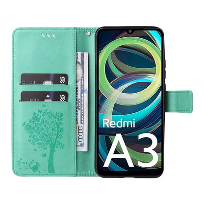 KT Imprinting Flower Series-3 For Xiaomi Redmi A3 Wallet Case Cat Tree Pattern Leather Phone Cover