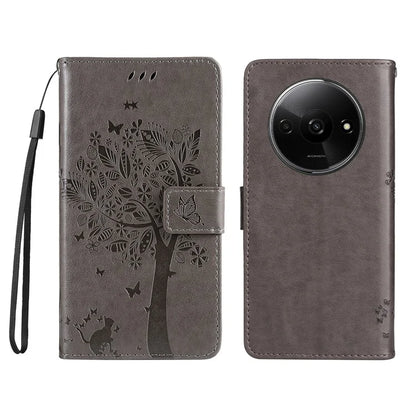 KT Imprinting Flower Series-3 For Xiaomi Redmi A3 Wallet Case Cat Tree Pattern Leather Phone Cover