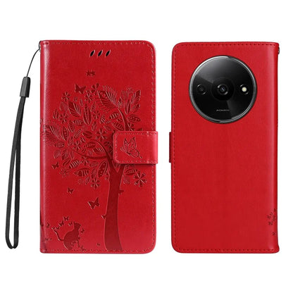 KT Imprinting Flower Series-3 For Xiaomi Redmi A3 Wallet Case Cat Tree Pattern Leather Phone Cover