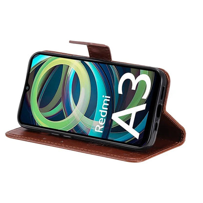KT Imprinting Flower Series-3 For Xiaomi Redmi A3 Wallet Case Cat Tree Pattern Leather Phone Cover