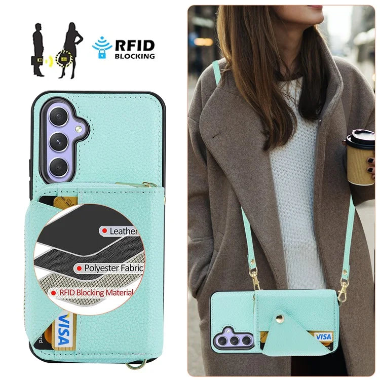 For Samsung Galaxy A05s 4G Cell Phone Case Leather Fully Wrapped RFID Blocking Cover