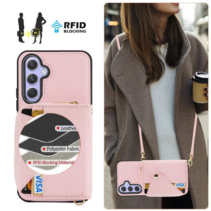 For Samsung Galaxy A05s 4G Cell Phone Case Leather Fully Wrapped RFID Blocking Cover