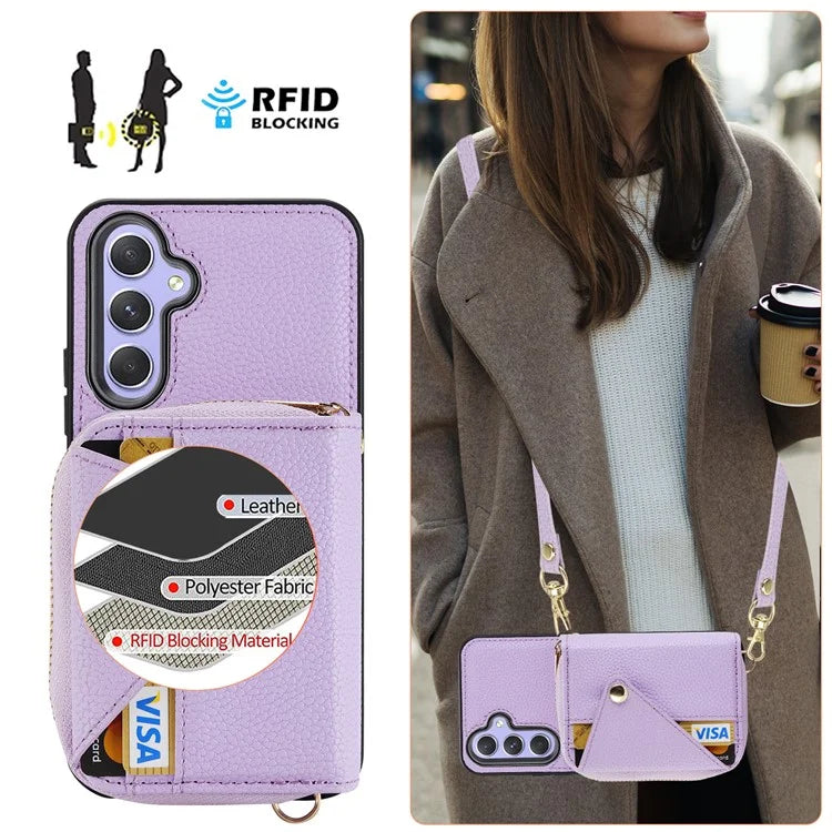 For Samsung Galaxy A05s 4G Cell Phone Case Leather Fully Wrapped RFID Blocking Cover