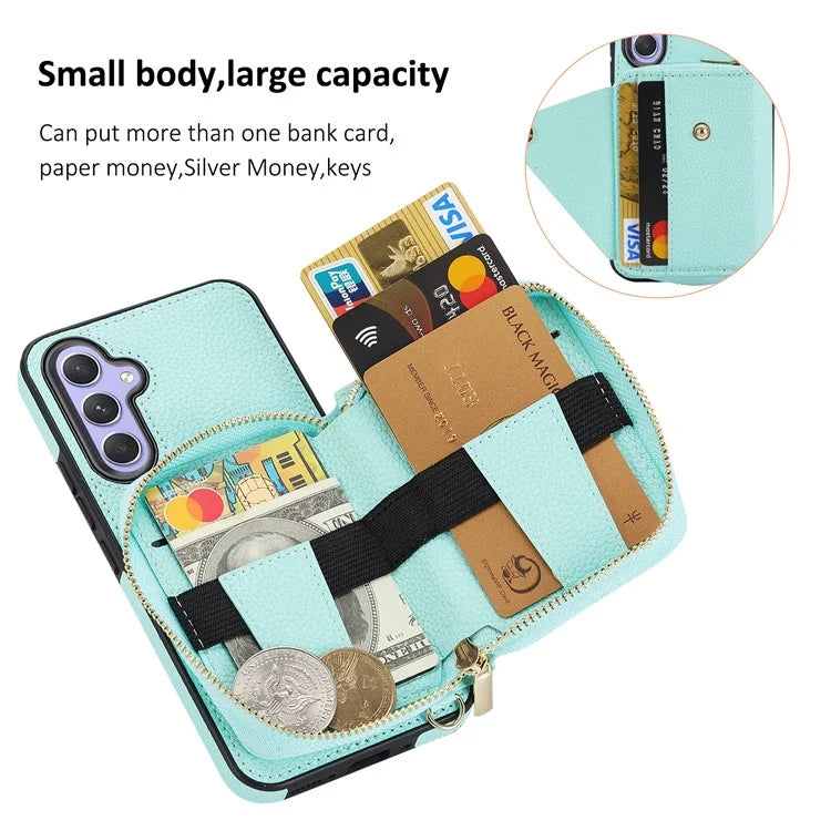 For Samsung Galaxy A15 4G / A15 5G Cell Phone Cases Leather Card Holder Cover with Shoulder Strap