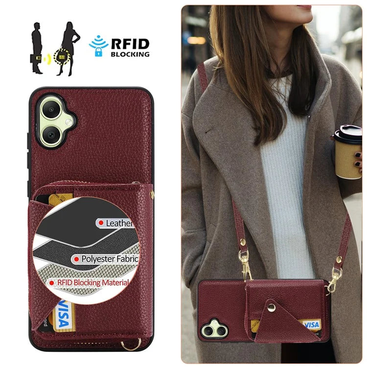 For Samsung Galaxy A05 4G Case RFID Blocking Leather Fully Wrapped Protective Cover