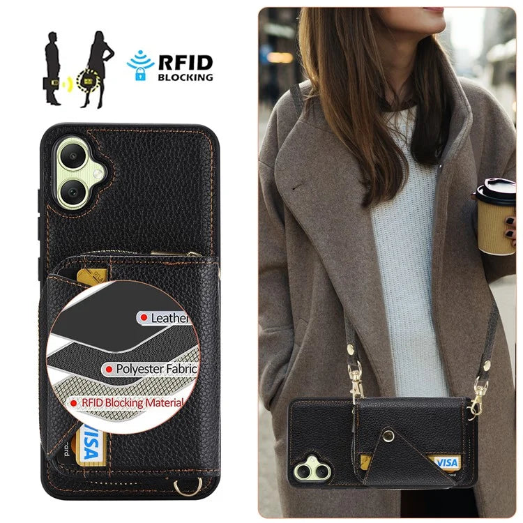 For Samsung Galaxy A05 4G Case RFID Blocking Leather Fully Wrapped Protective Cover