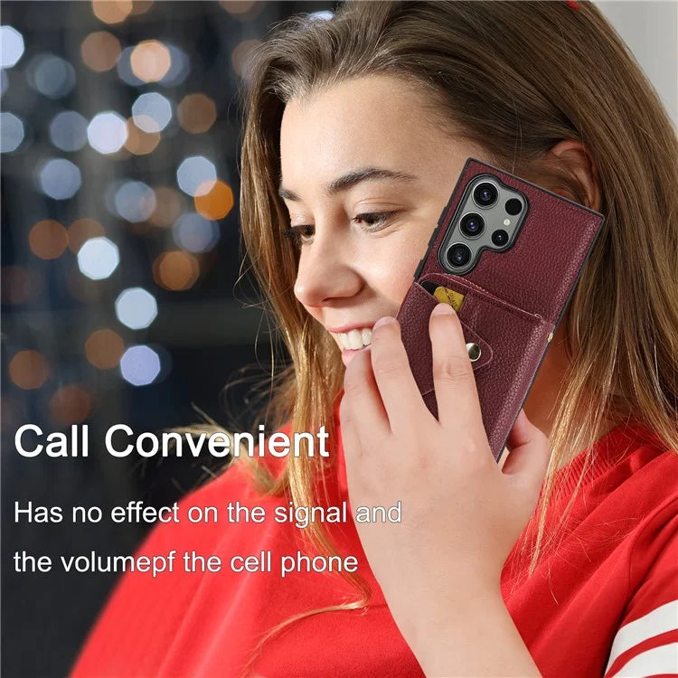 For Samsung Galaxy S24 Ultra Case RFID Blocking Zipper Wallet Back Shell with Crossbody Strap