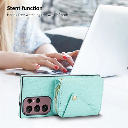 For Samsung Galaxy S23 Ultra Case RFID Blocking PU Leather Protective Shell with Snap Button