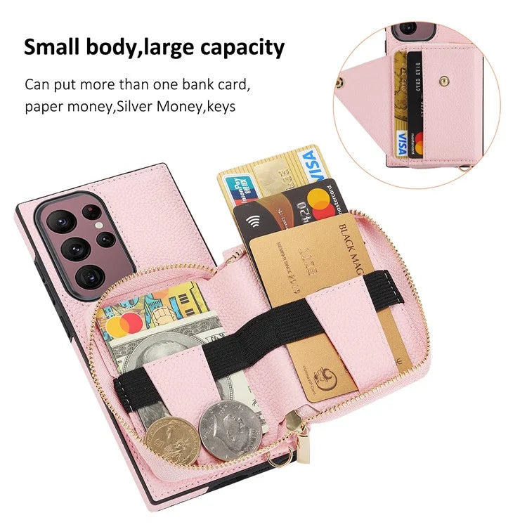 For Samsung Galaxy S23 Ultra Case RFID Blocking PU Leather Protective Shell with Snap Button
