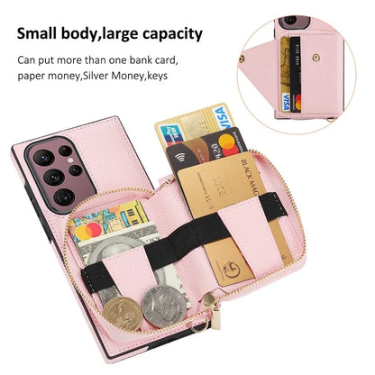 For Samsung Galaxy S23 Ultra Case RFID Blocking PU Leather Protective Shell with Snap Button