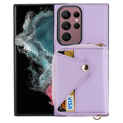 For Samsung Galaxy S23 Ultra Case RFID Blocking PU Leather Protective Shell with Snap Button