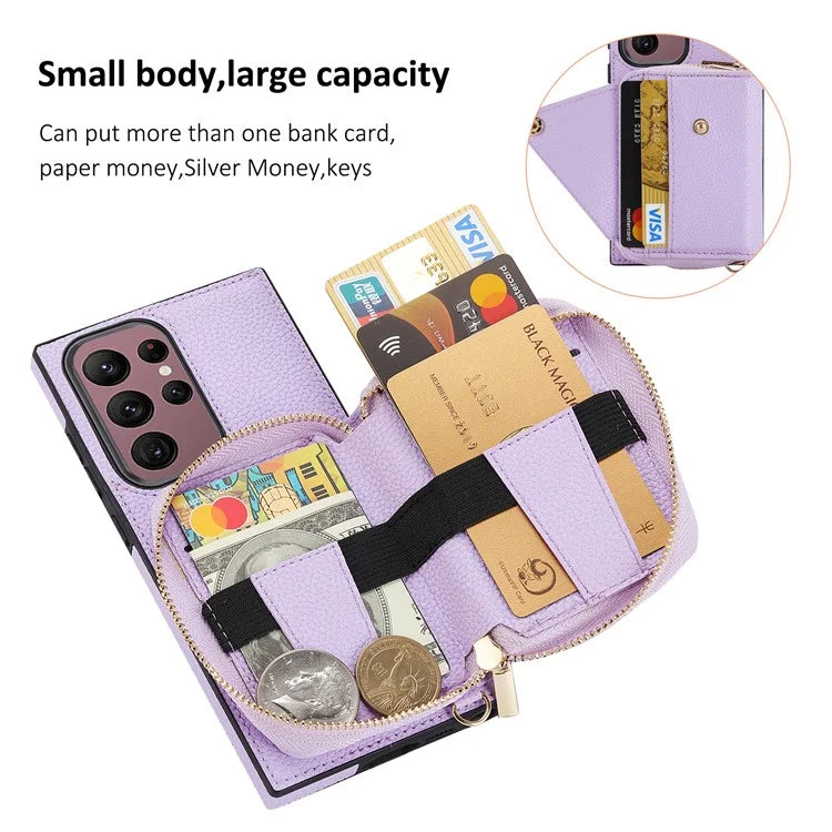For Samsung Galaxy S23 Ultra Case RFID Blocking PU Leather Protective Shell with Snap Button