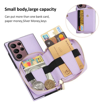 For Samsung Galaxy S23 Ultra Case RFID Blocking PU Leather Protective Shell with Snap Button