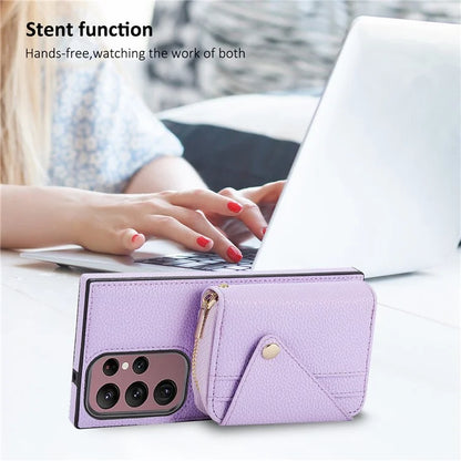 For Samsung Galaxy S23 Ultra Case RFID Blocking PU Leather Protective Shell with Snap Button