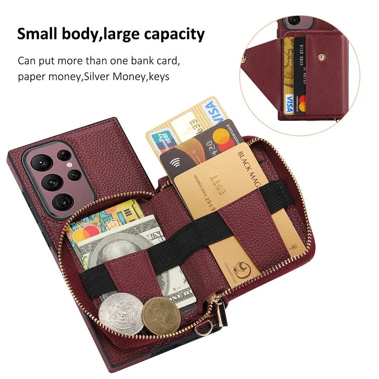 For Samsung Galaxy S23 Ultra Case RFID Blocking PU Leather Protective Shell with Snap Button