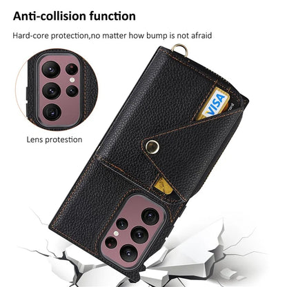 For Samsung Galaxy S23 Ultra Case RFID Blocking PU Leather Protective Shell with Snap Button