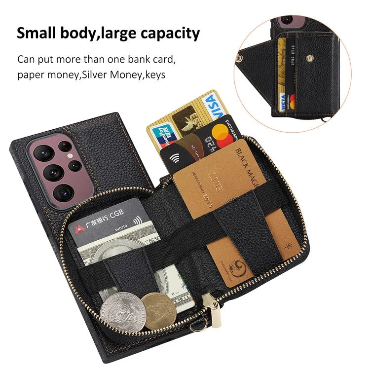 For Samsung Galaxy S23 Ultra Case RFID Blocking PU Leather Protective Shell with Snap Button