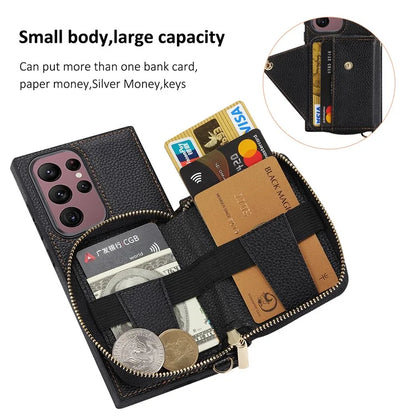 For Samsung Galaxy S23 Ultra Case RFID Blocking PU Leather Protective Shell with Snap Button