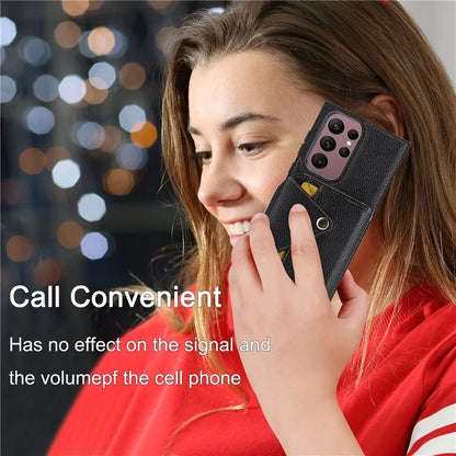 For Samsung Galaxy S23 Ultra Case RFID Blocking PU Leather Protective Shell with Snap Button
