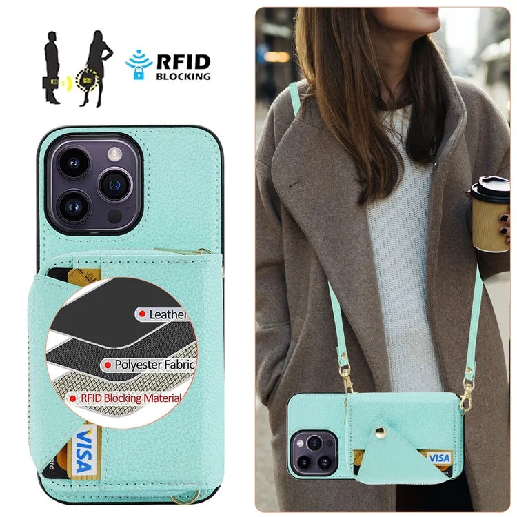 For iPhone 14 Pro Case PU Leather+TPU Litchi Texture Bump Proof Phone Guard Cover