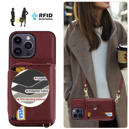 For iPhone 14 Pro Case PU Leather+TPU Litchi Texture Bump Proof Phone Guard Cover