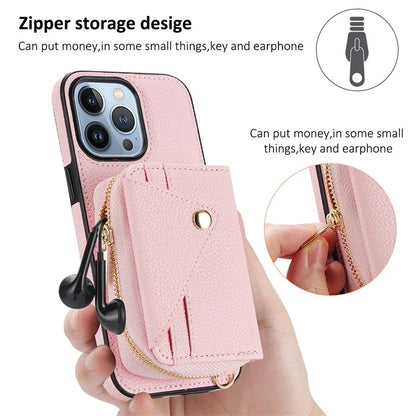 Zipper Wallet Case for iPhone 15 Pro Shell RFID Blocking Card Slots Phone Cover