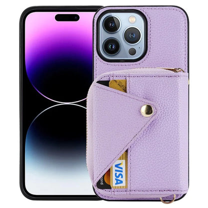 Zipper Wallet Case for iPhone 15 Pro Shell RFID Blocking Card Slots Phone Cover